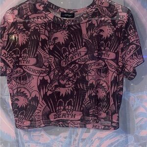 Ed Hardy Black and Pink Graphic Tee